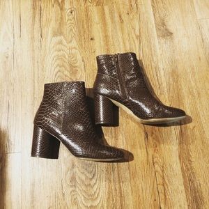 Brown faux snake skin boots